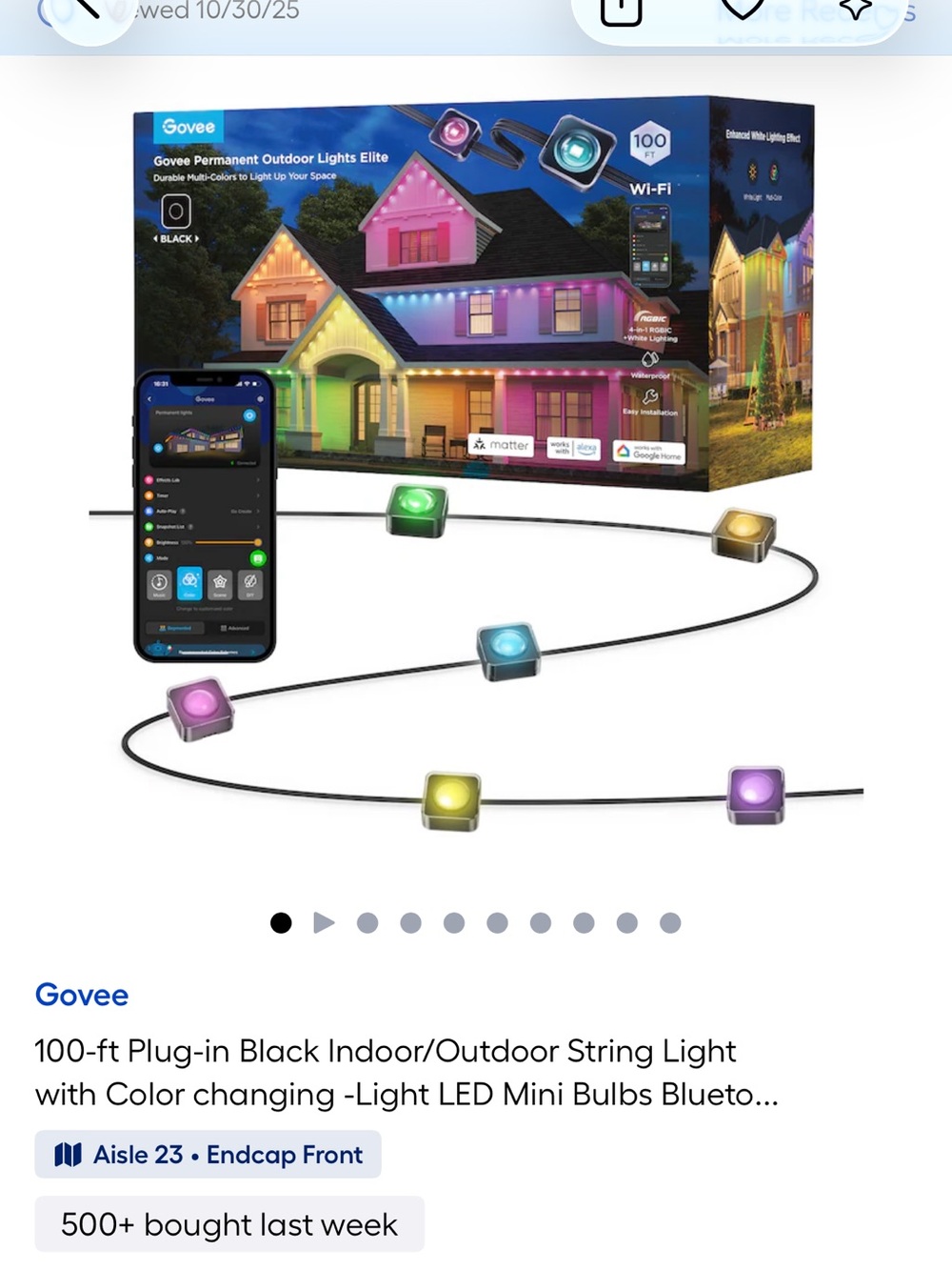 Govee Permanent Outdoor Lights Elite - Black - Wi‑Fi RGBIC LED NWT- sealed - Picture 3 of 3